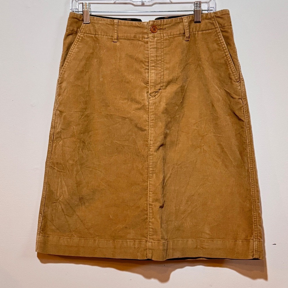 Eddie Bauer Corduroy Skirt Womens Size 8 A-Line Tan Khaki Casual Everyday Y2K